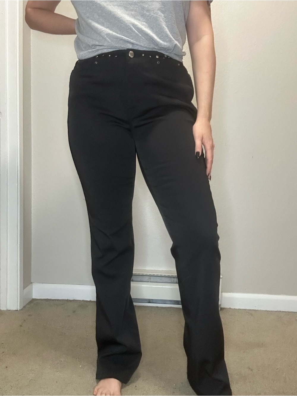 Harley-Davidson Black Riding Pants Studded Waistband Moto Pants Size 10